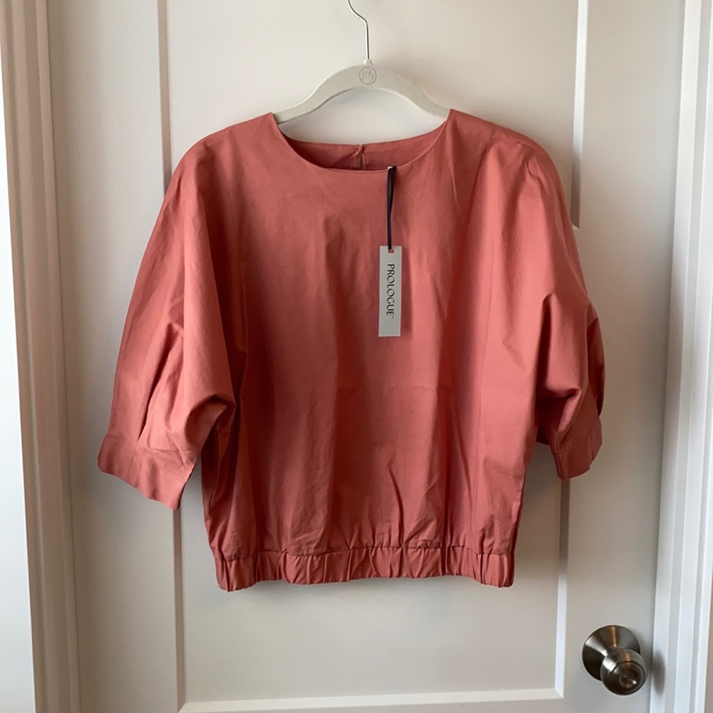 Prologue XS rose blouse with exaggerated sleeve